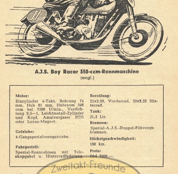 AJS Boy Racer 350ccm Rennmaschine