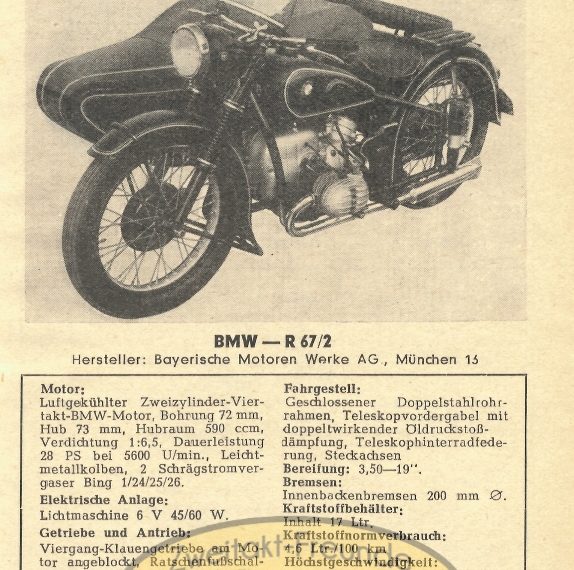 BMW R 67/2 (+ R67/2 Gespann)