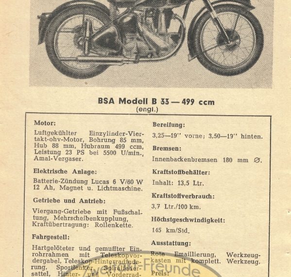 BSA Modell B 33