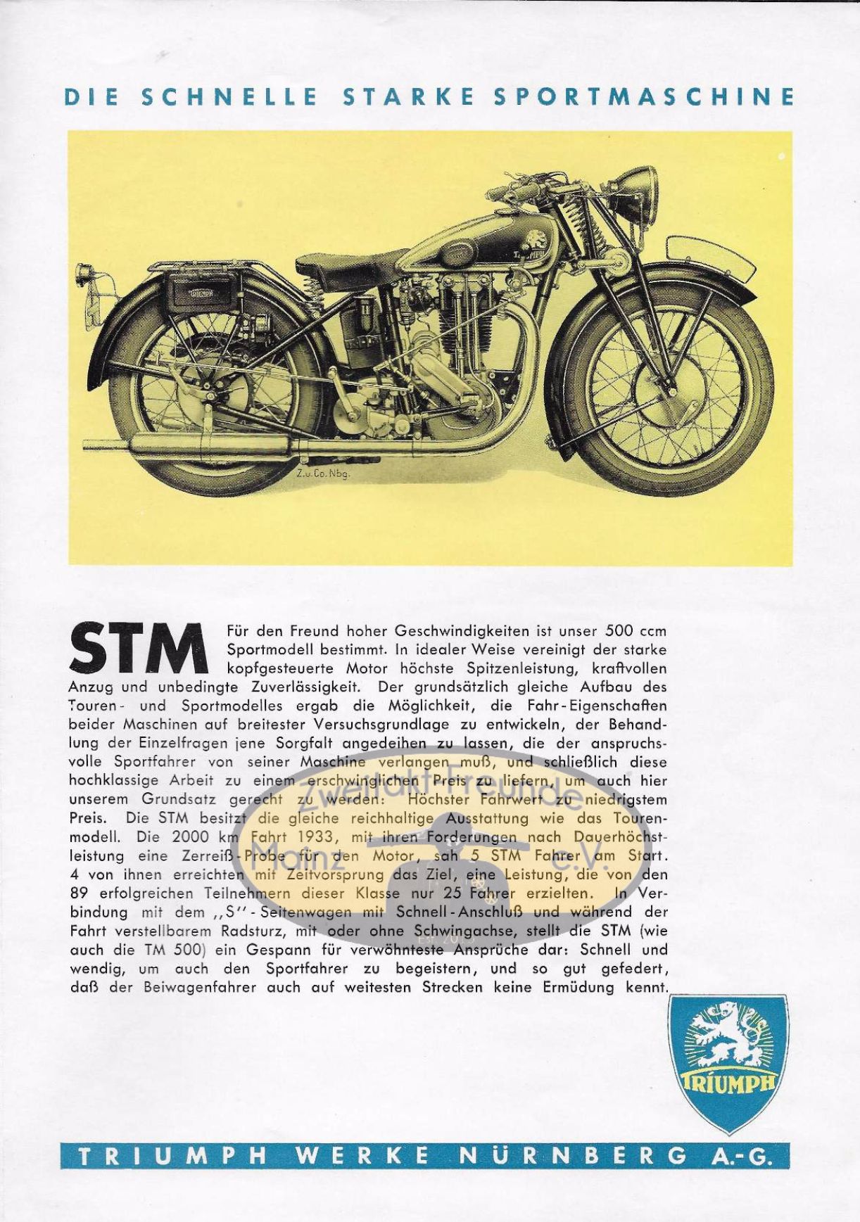 Triumph STM 500 Technisches Datenblatt, Prospekte und mehr