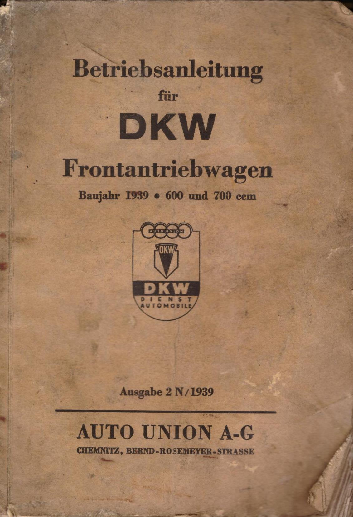 Auto Union DKW Frontantriebwagen F 8 Technisches